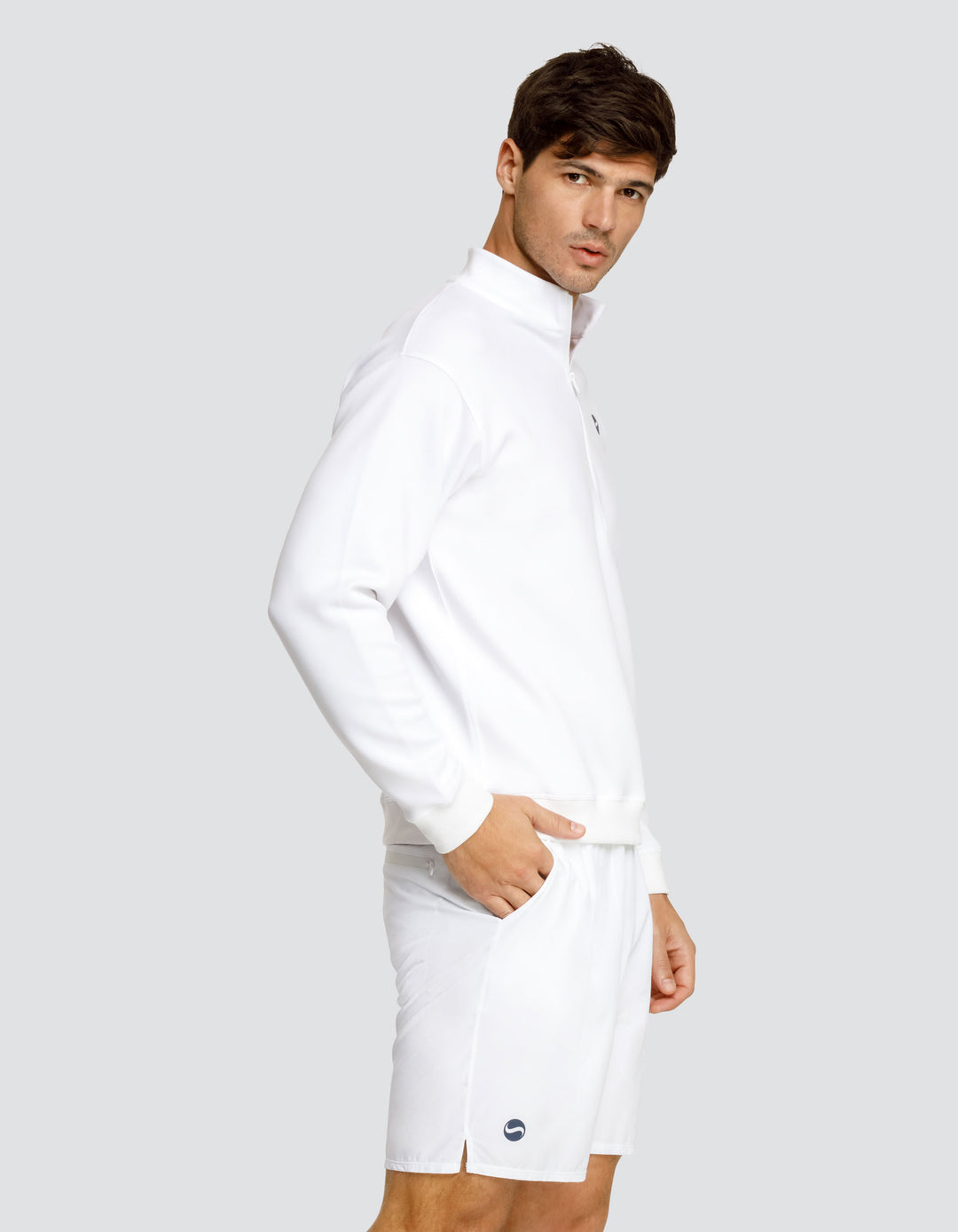 GERRY OVERSIZED QUARTER ZIP PULLOVER  - CHALK WHITE