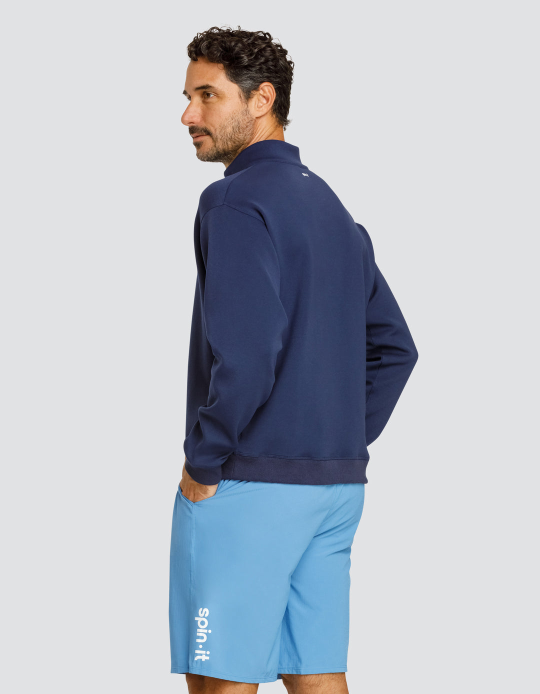 GERRY OVERSIZED QUARTER ZIP PULLOVER  - NAVY BLUE