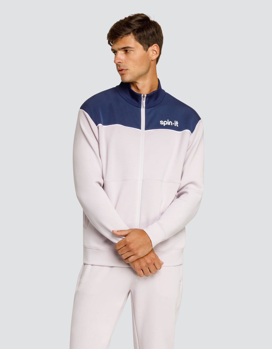 EURO MOCK NECK ZIP FRONT JACKET - MISTY LILAC