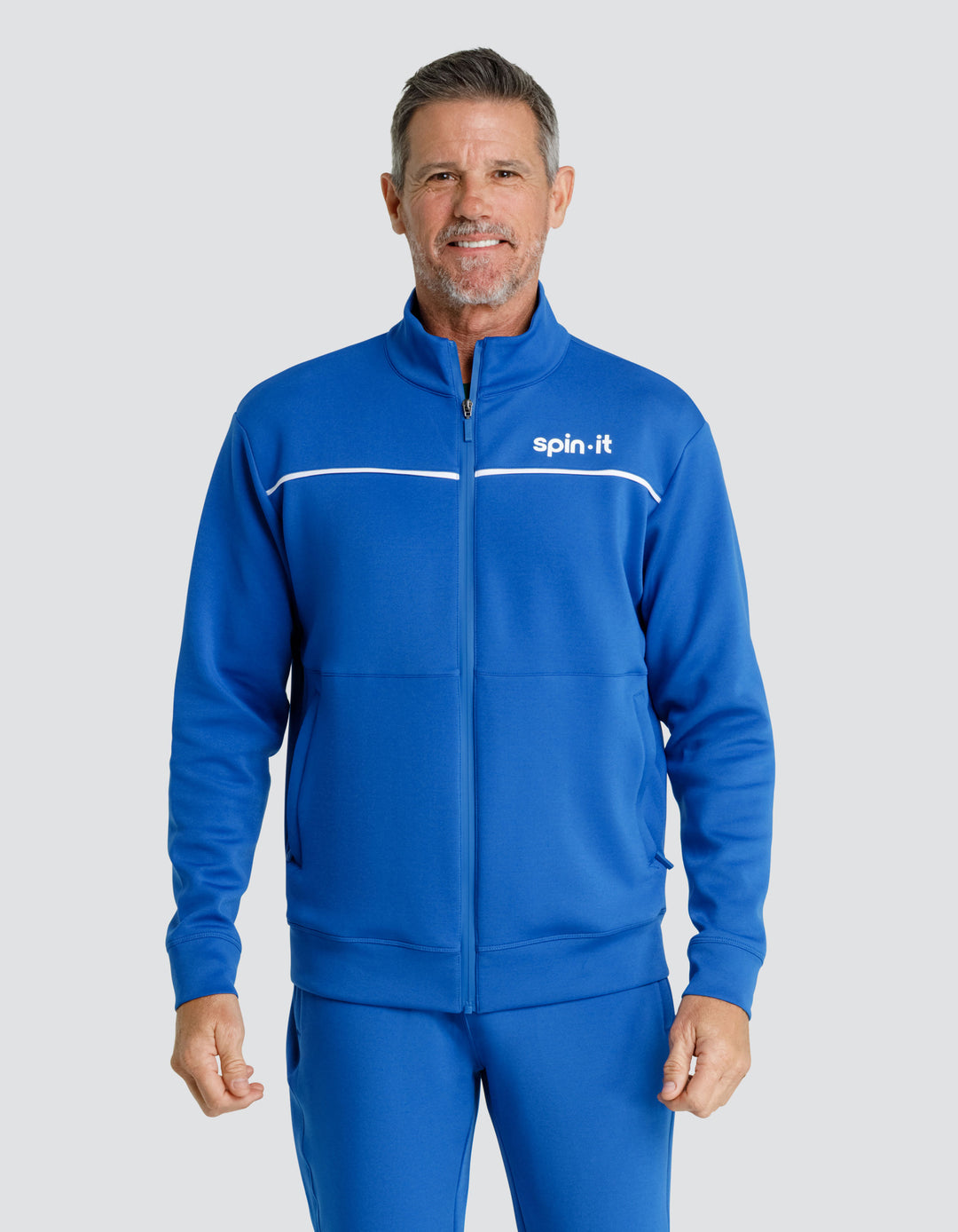 EURO MOCK NECK ZIP FRONT JACKET - MONACO BLUE