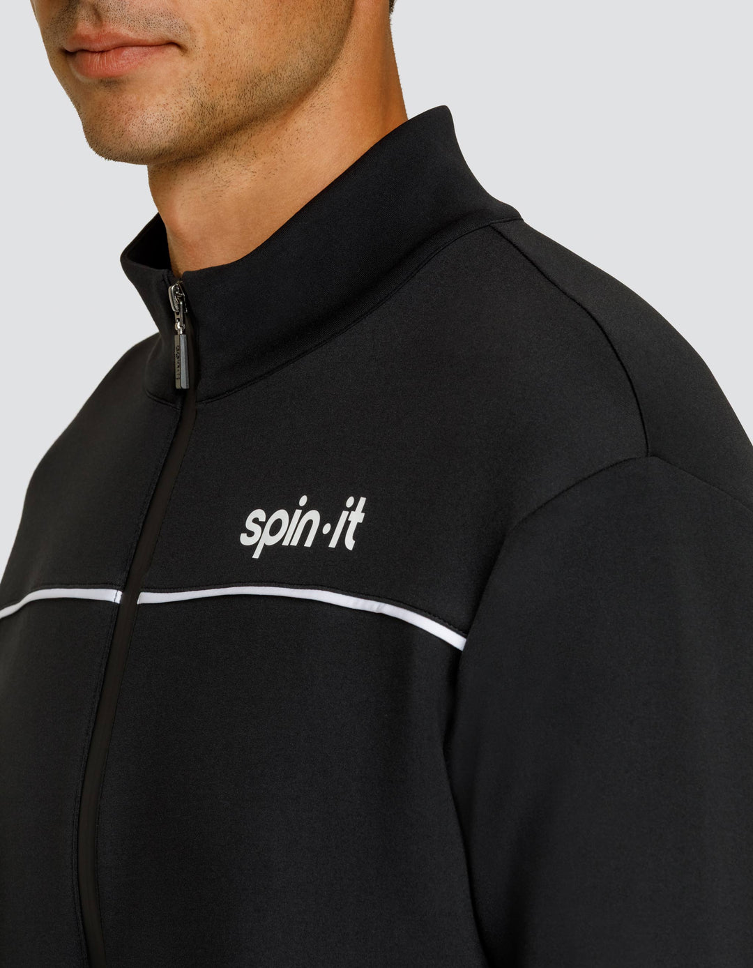 EURO MOCK NECK ZIP FRONT JACKET - ONYX BLACK