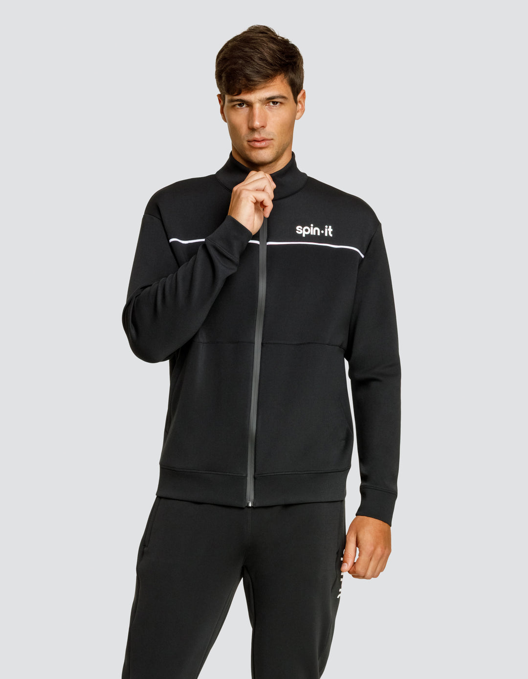 EURO MOCK NECK ZIP FRONT JACKET - ONYX BLACK