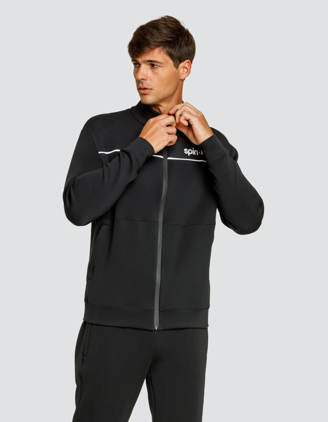 EURO MOCK NECK ZIP FRONT JACKET - ONYX BLACK