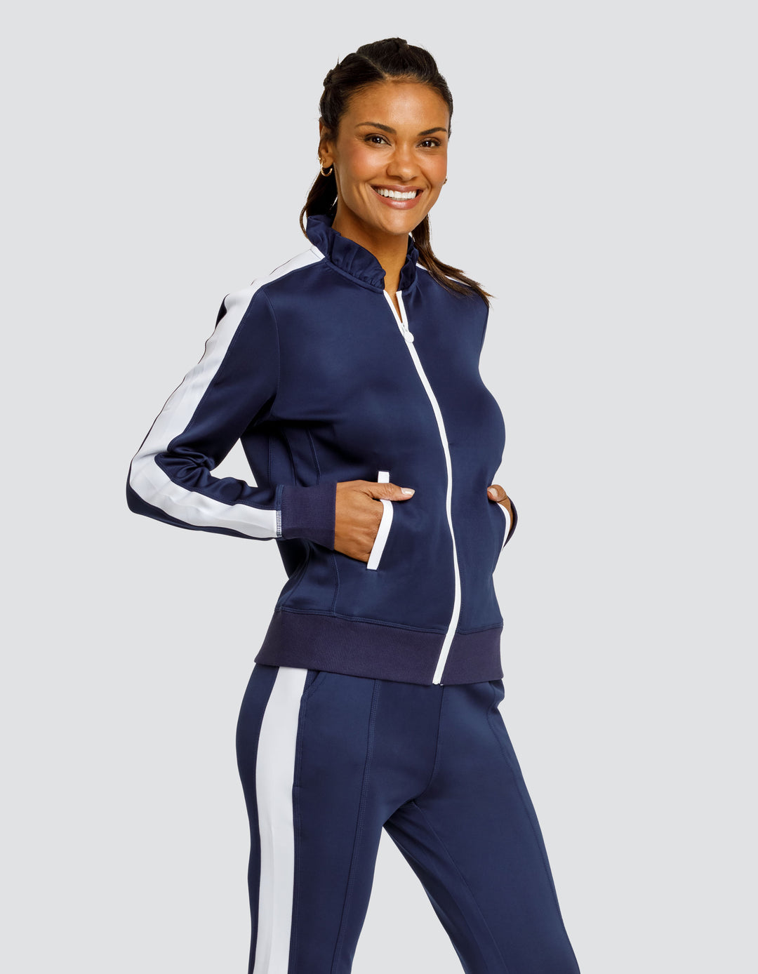POPPI ZIP FRONT JACKET - NAVY BLUE