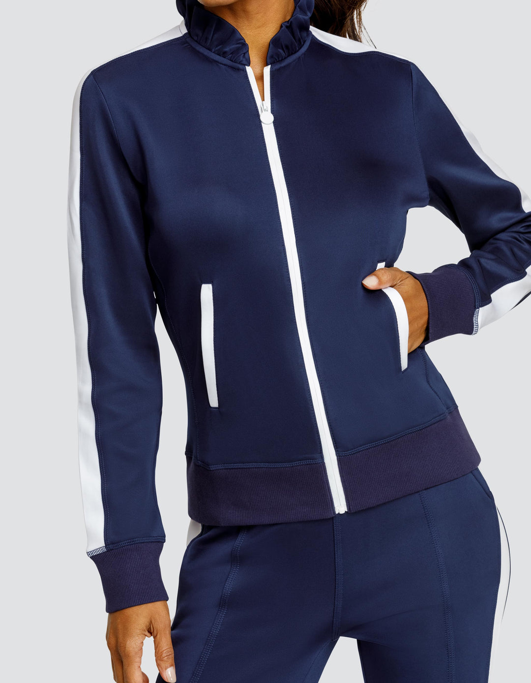 POPPI ZIP FRONT JACKET - NAVY BLUE