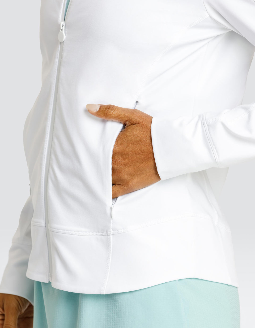 CLYDE MOCK NECK ZIP FRONT JACKET - CHALK WHITE
