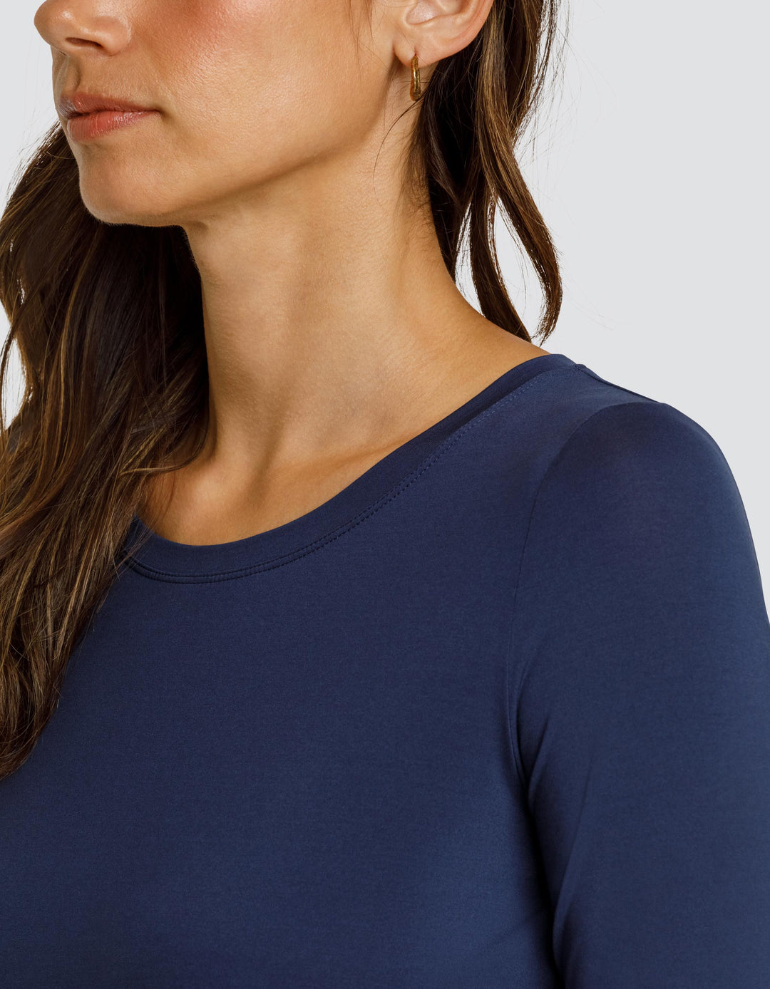 PANEM LONG SLEEVE SCOOP HEM TOP - NAVY BLUE