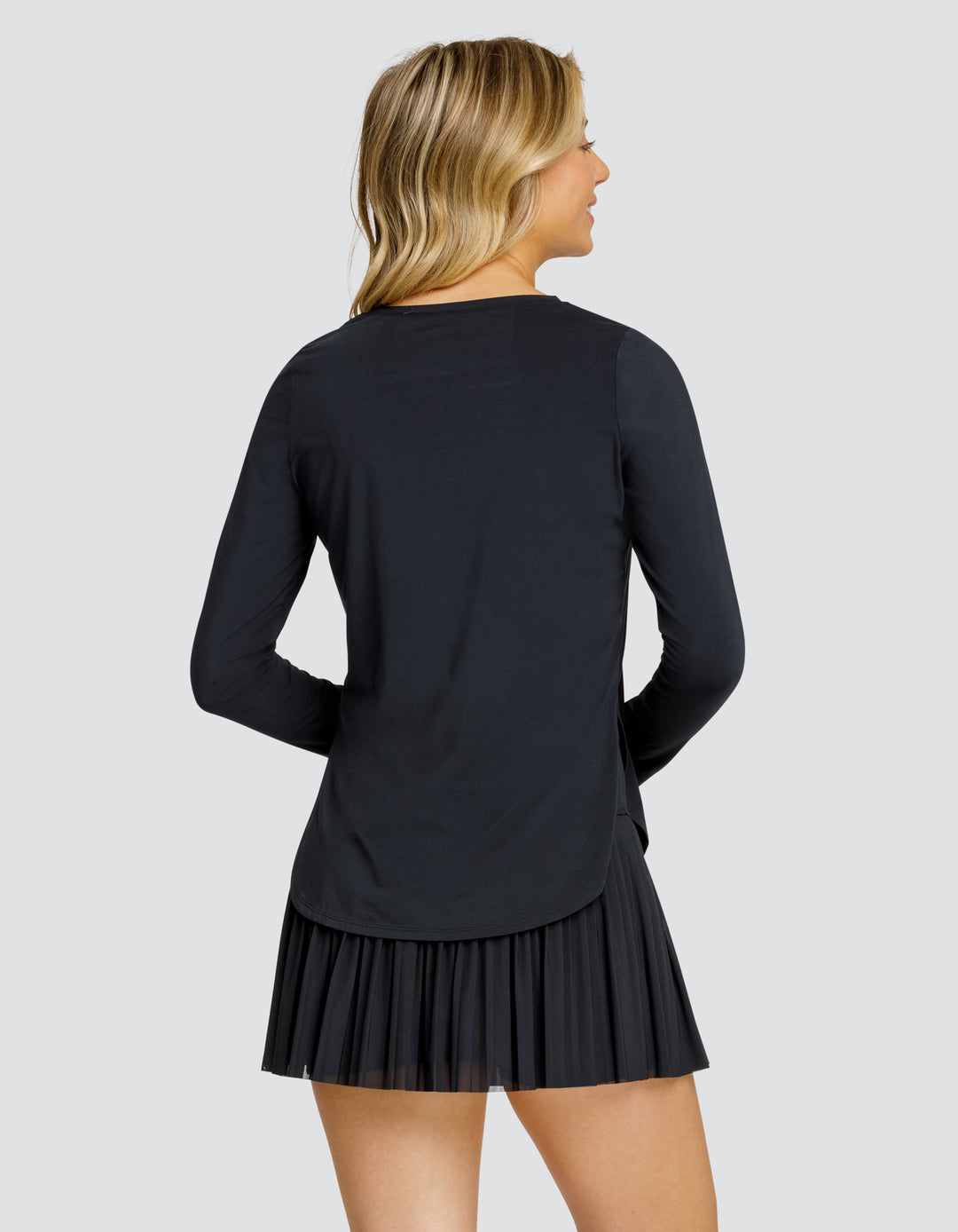 PANEM LONG SLEEVE SCOOP HEM TOP - ONYX BLACK