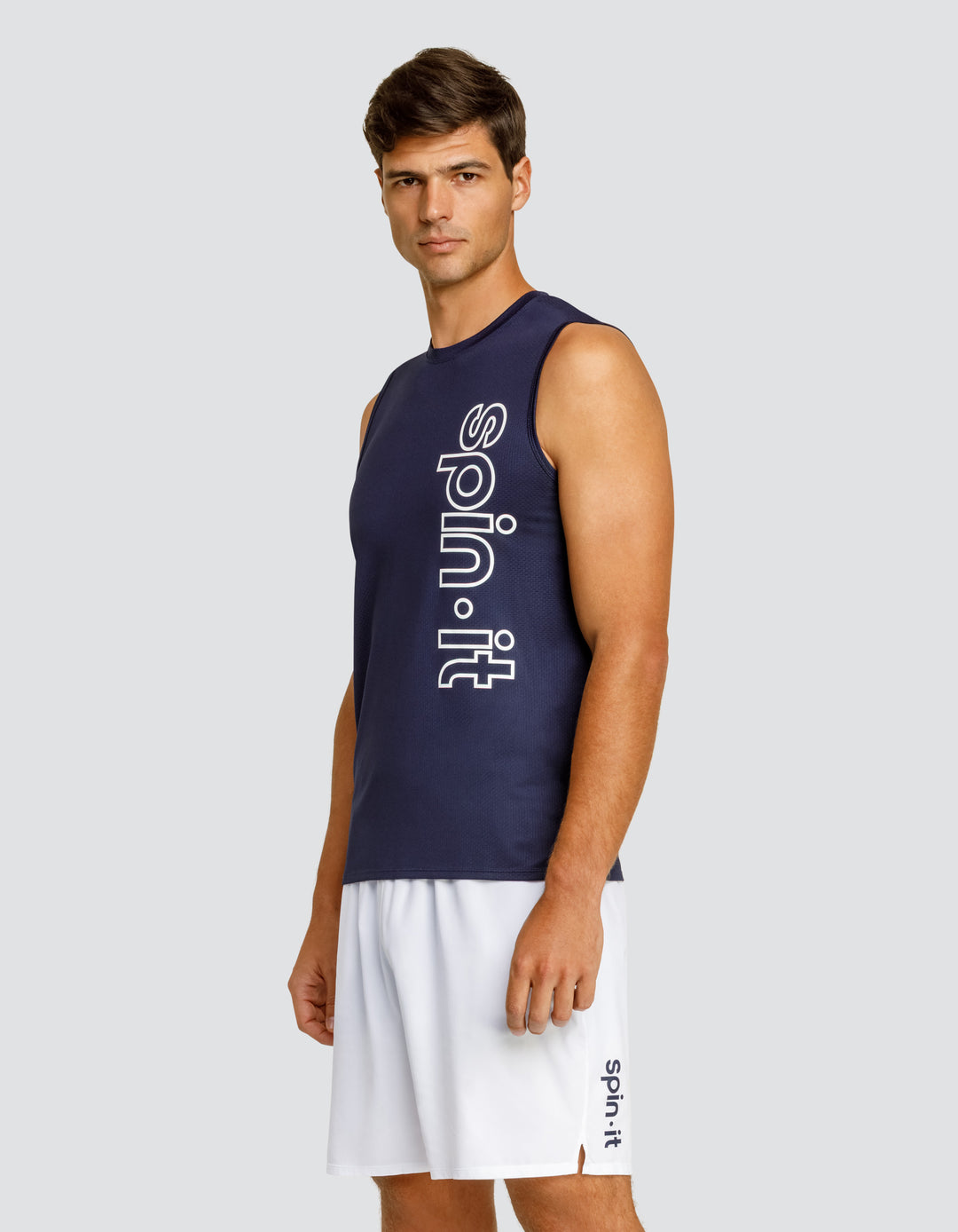 JOSH MUSCLE TANK - NAVY BLUE LOGO