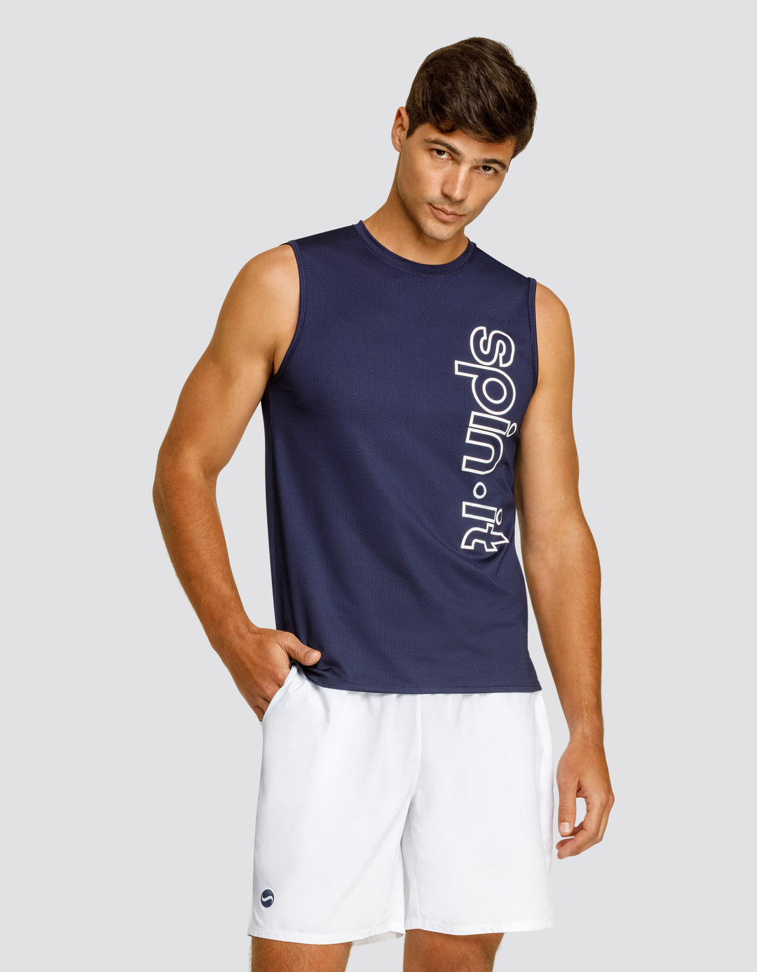 JOSH MUSCLE TANK - NAVY BLUE LOGO