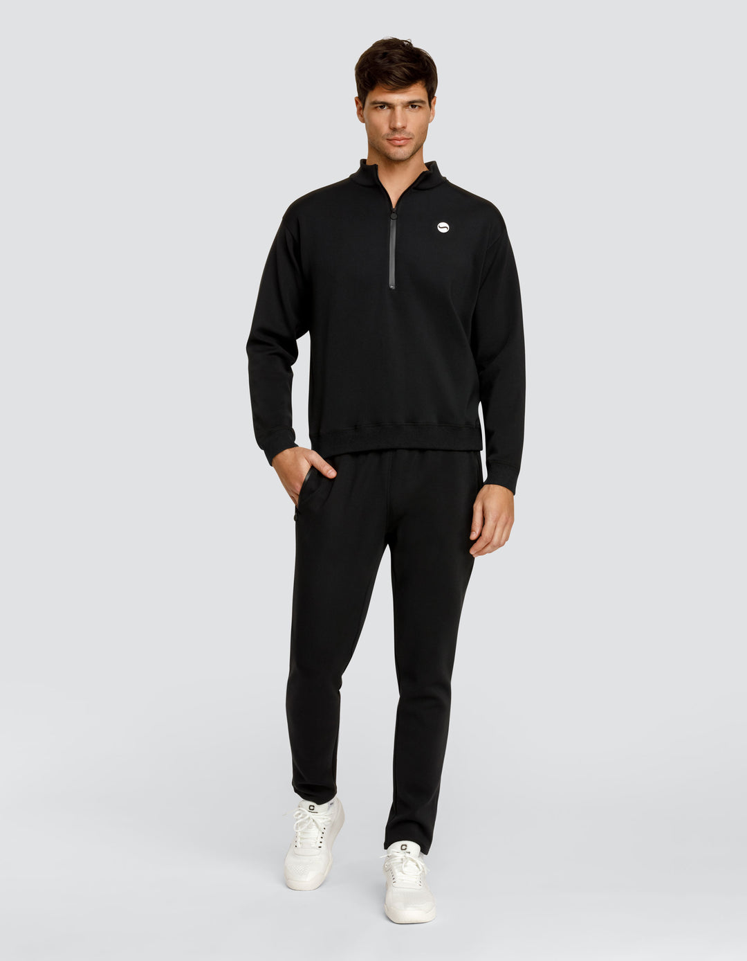 GERRY OVERSIZED QUARTER ZIP PULLOVER  - ONYX BLACK