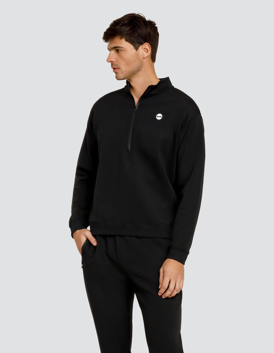 GERRY OVERSIZED QUARTER ZIP PULLOVER  - ONYX BLACK