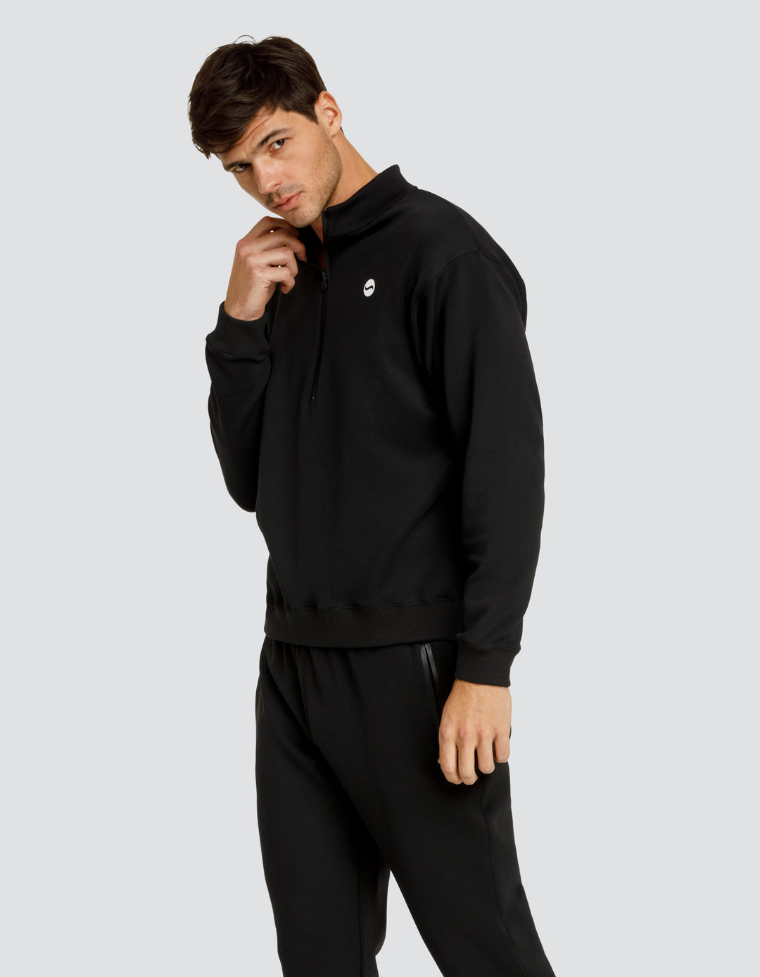 GERRY OVERSIZED QUARTER ZIP PULLOVER  - ONYX BLACK