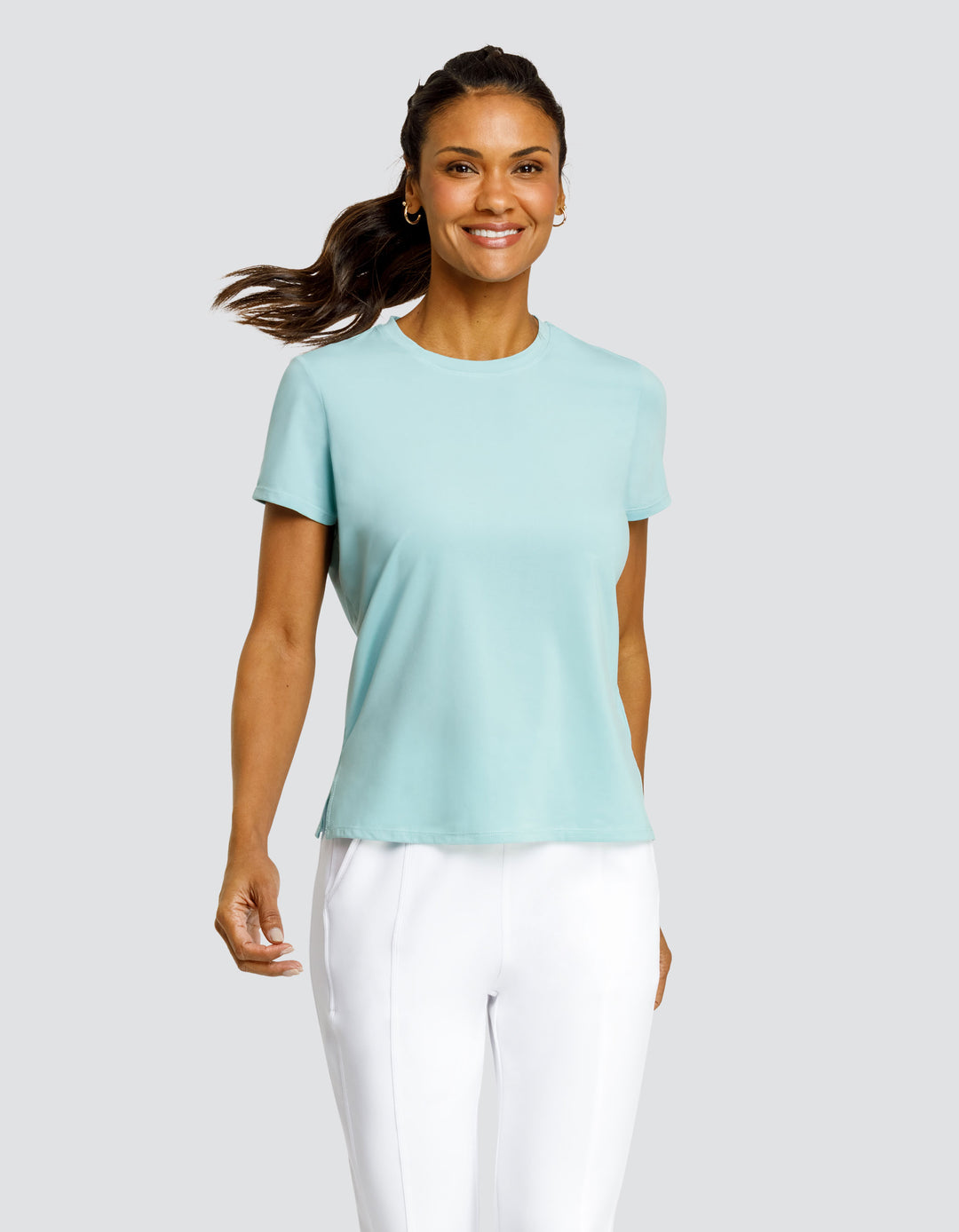 BIJOU BOXY SHORT SLEEVE TOP - AQUIFER