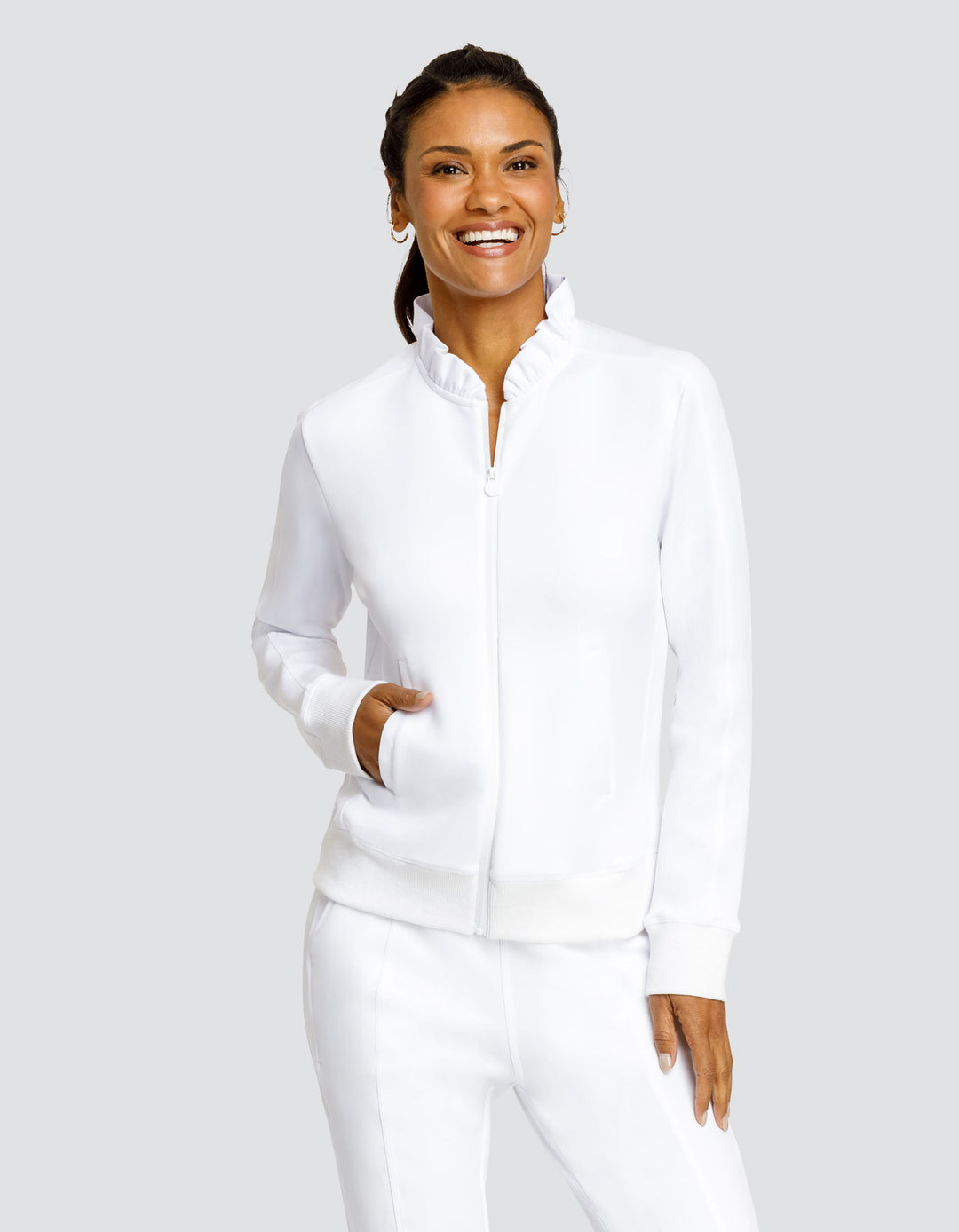 POPPI ZIP FRONT JACKET - CHALK WHITE