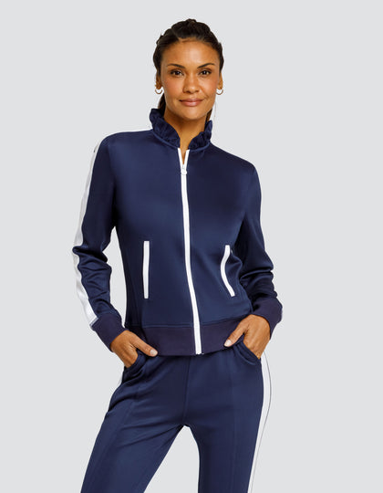 POPPI ZIP FRONT JACKET - NAVY BLUE