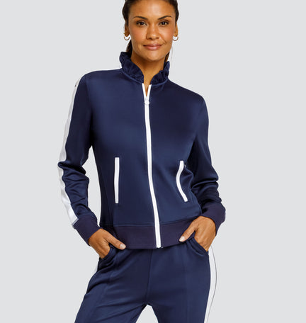 POPPI ZIP FRONT JACKET - NAVY BLUE