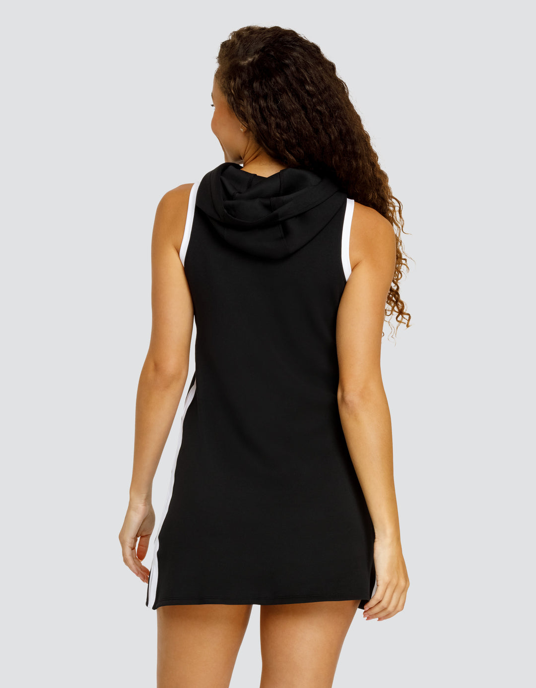 TIFF SLEEVELESS DRESS WITH HOOD- ONYX BLACK