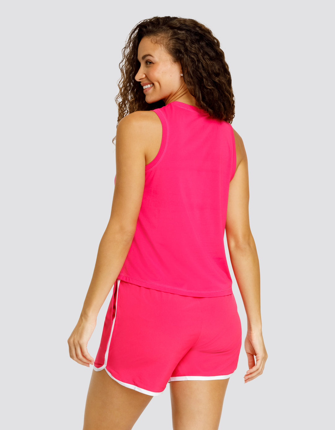 MACHLI HI-LOW CREW NECK SWING TANK - VIVID PINK