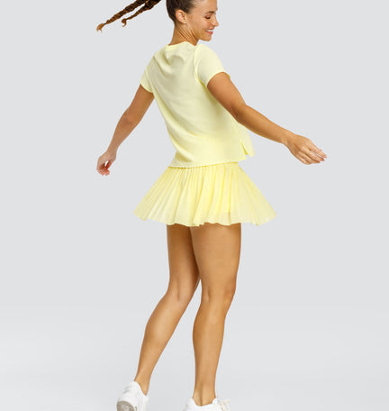 SERAPHINA PLEATED MESH SKIRT WITH INNER SHORT - FRESH LEMON