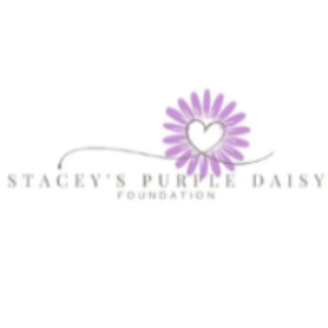 Stacey's Purple Daisy Foundation logo featuring a stylized purple daisy with a white heart in the center, above the text 'STACEY'S PURPLE DAISY FOUNDATION' on a white background.